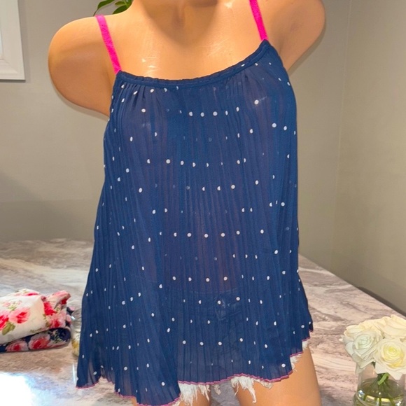Abercrombie & Fitch Blue Sheer Tank with Pink Straps - Picture 1 of 6